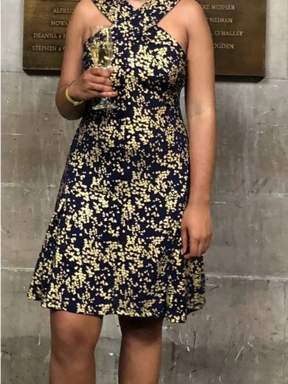 Michael Kors Navy and Gold Floral Dress